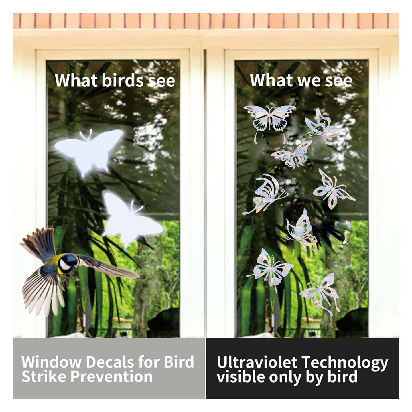 32 Pcs Butterfly window decals to prevent bird strikes