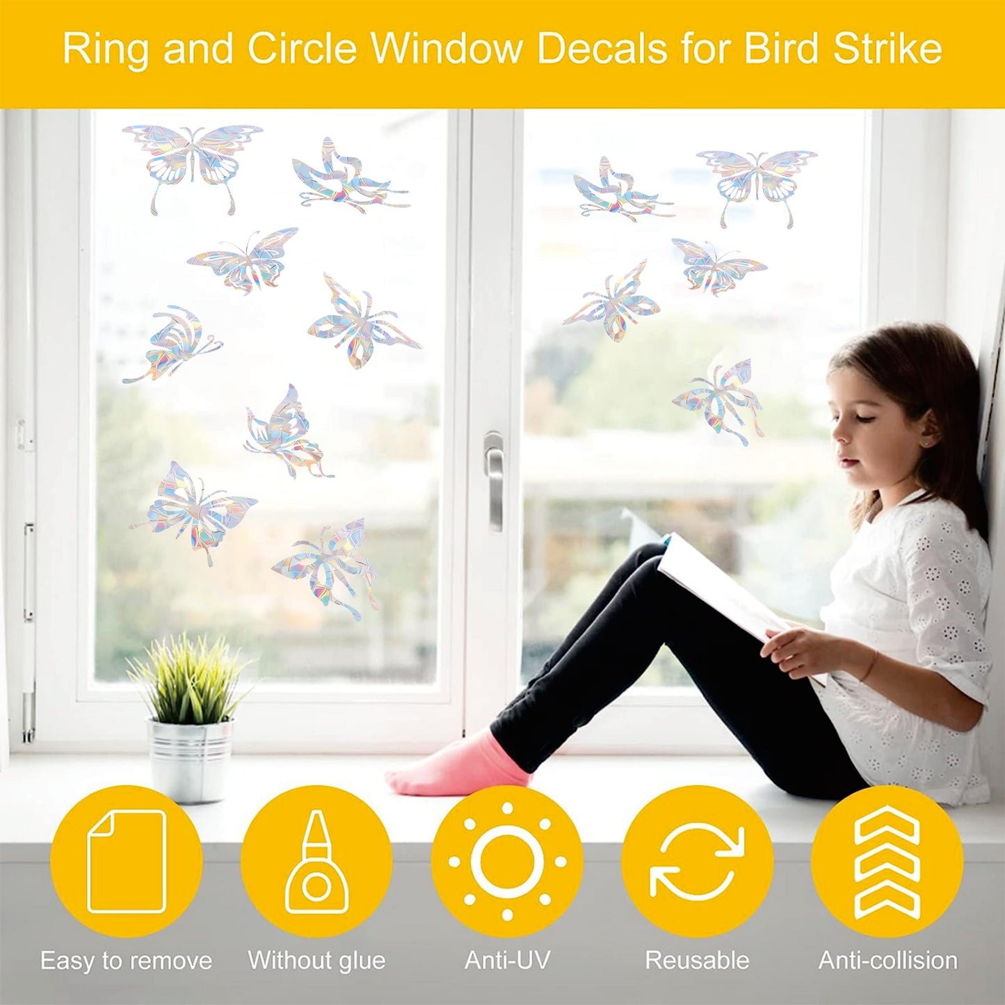 32 Pcs Butterfly window decals to prevent bird strikes