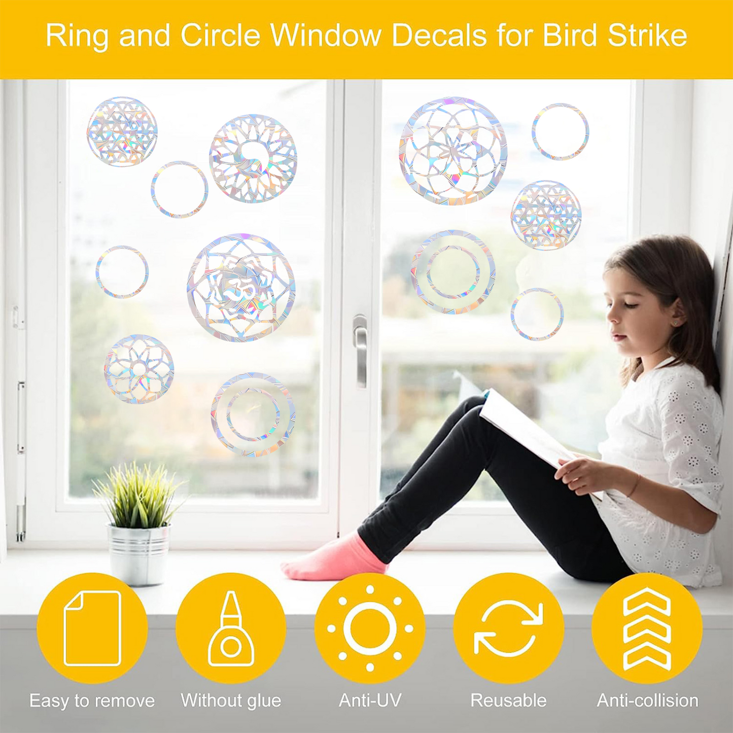 18 pcs mandala window decals to prevent bird strikes