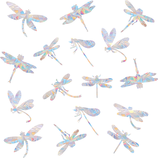 33 piece Dragonfly window decal prevents birds from hitting the window